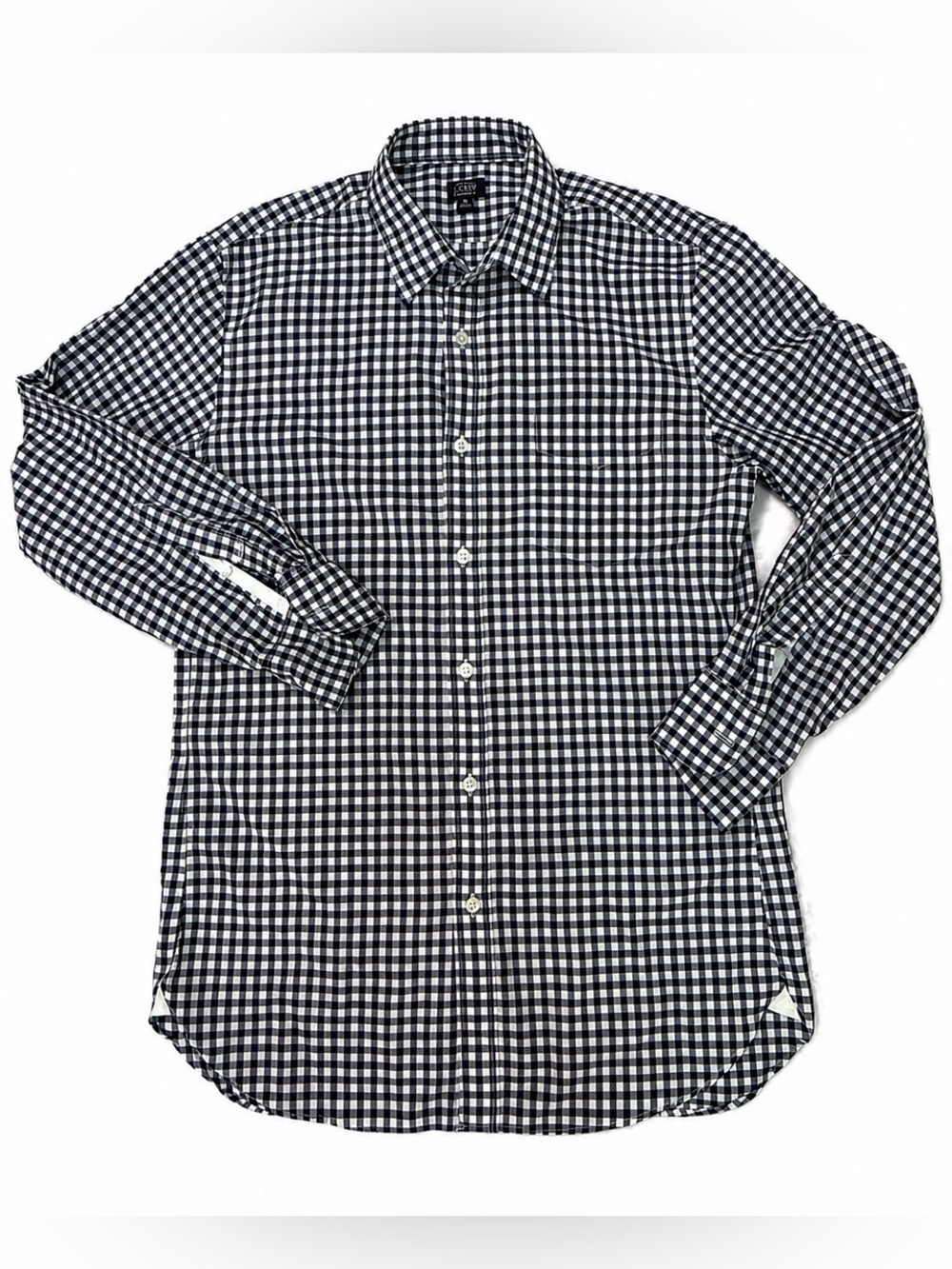 J.Crew 120s‎ 2 Ply Gingham Button Down Shirt Men’s Medium Blue White Cotton